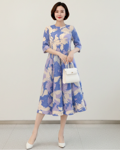 Luxury Floral Plisse Dress