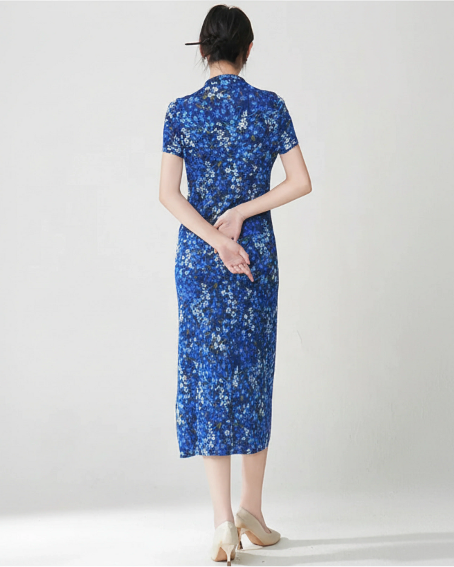 Pleated Keyhole Neckline Dress