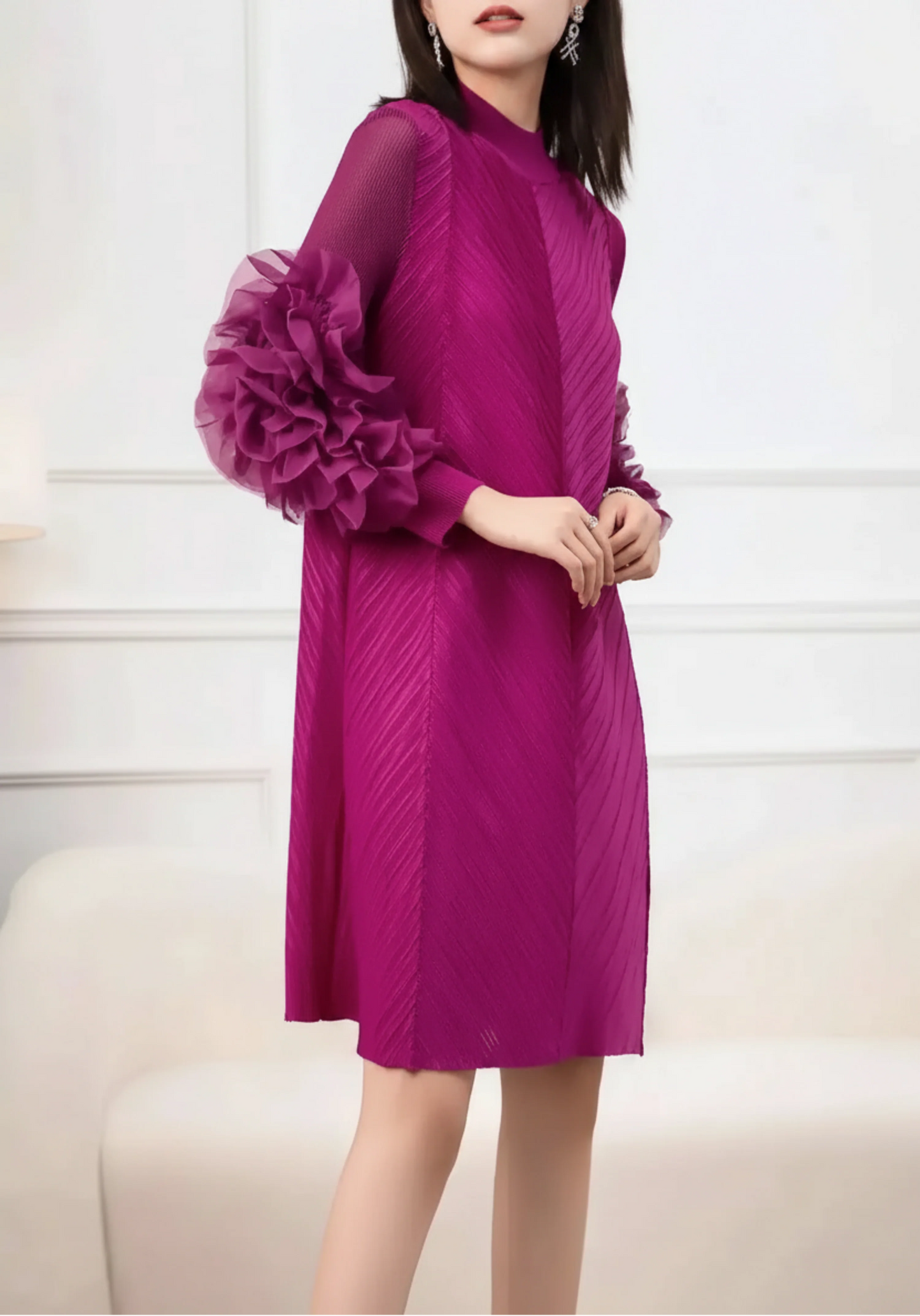 Luxury Pleated Tunic Dress