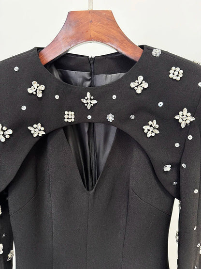 Luxury Formal Crystal Cape Dress