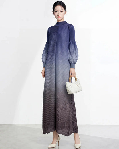 Luxury Pleated High Neck Dress