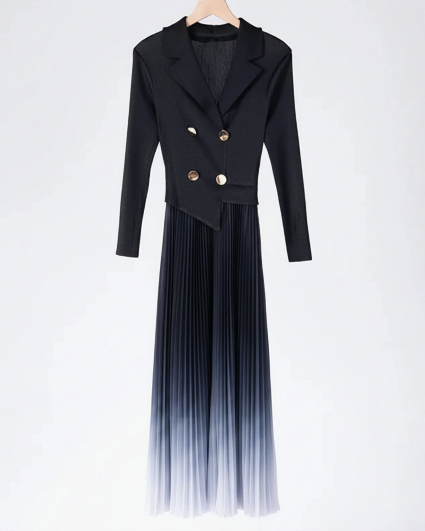 Elegant Plissé Ombre Dress