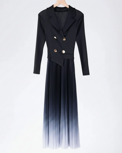 Elegant Plissé Ombre Dress