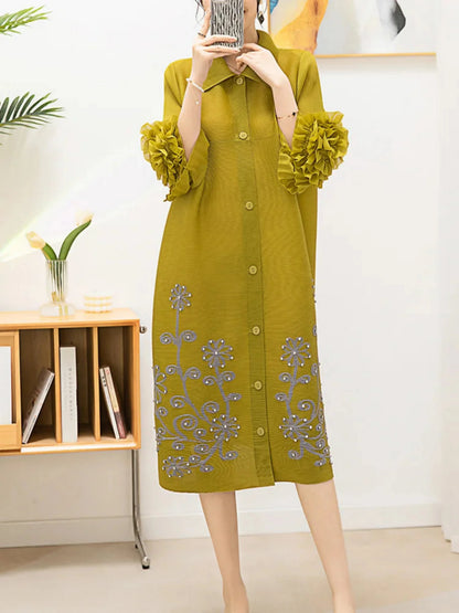 Premium Ruffled Pleats Dress
