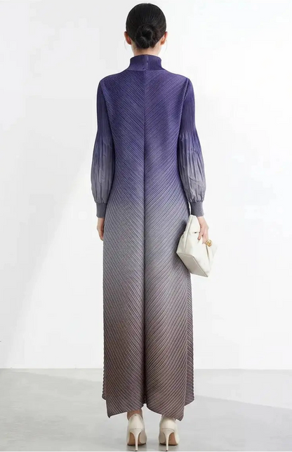 Luxury Pleated High Neck Dress
