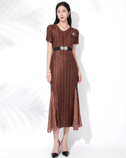 Luxury Plisse 3D Floral Dress