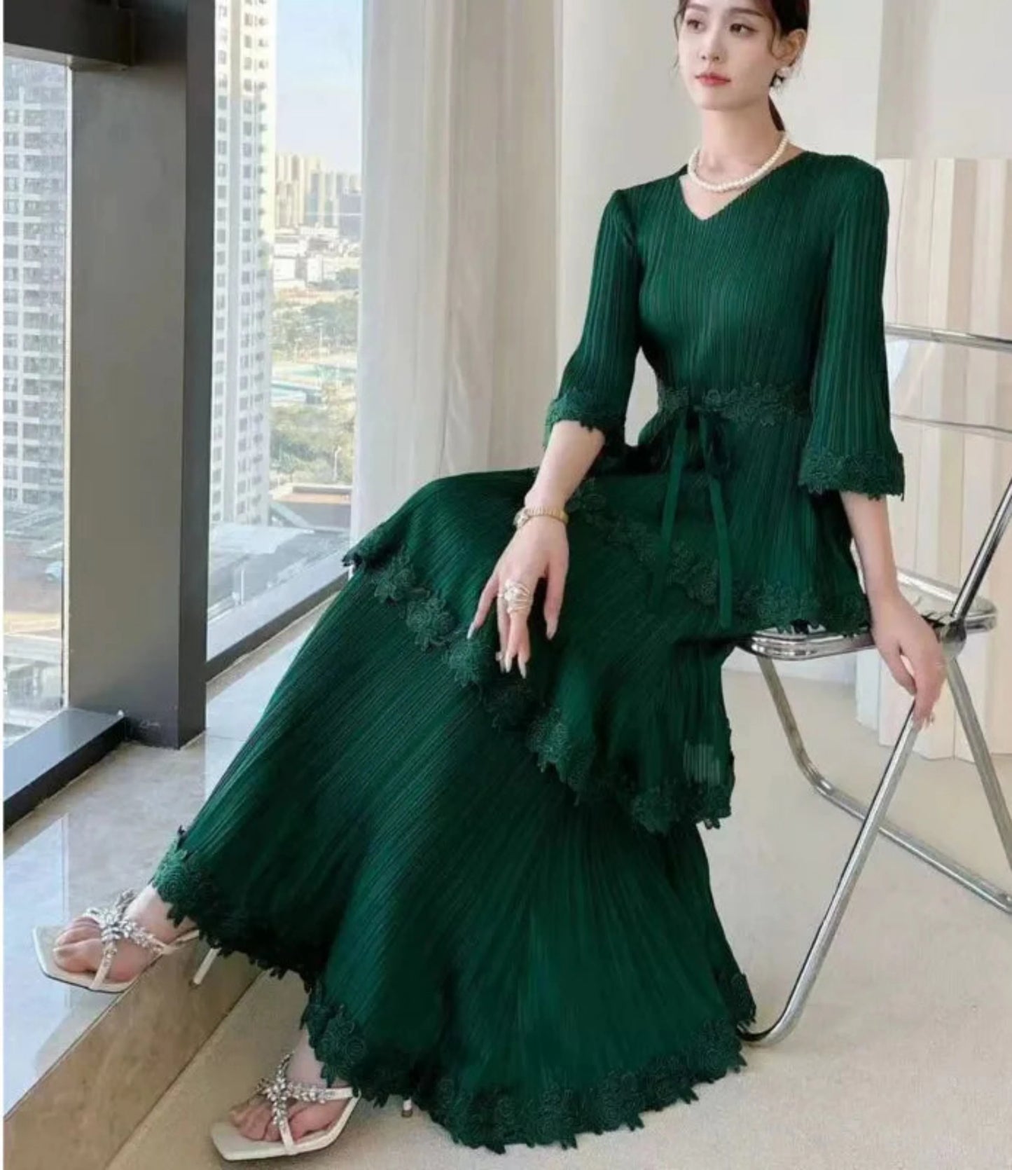 Luxury Pleated Tiered Dress