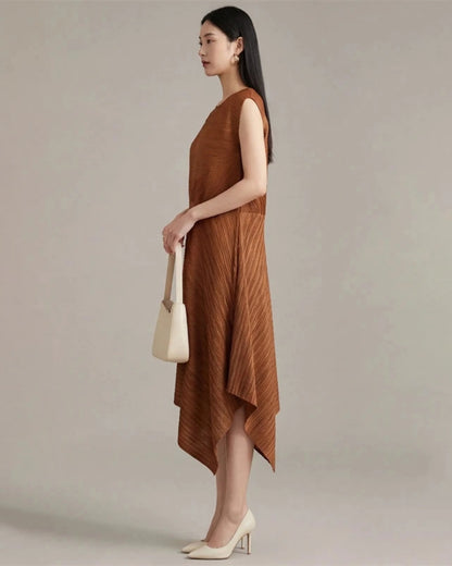 Architectural Pleated Midi Dress