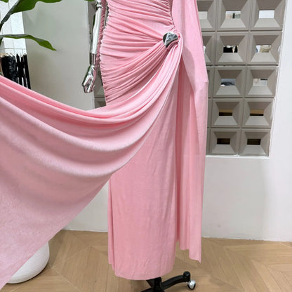 Luxury One-Shoulder Ruched Dress
