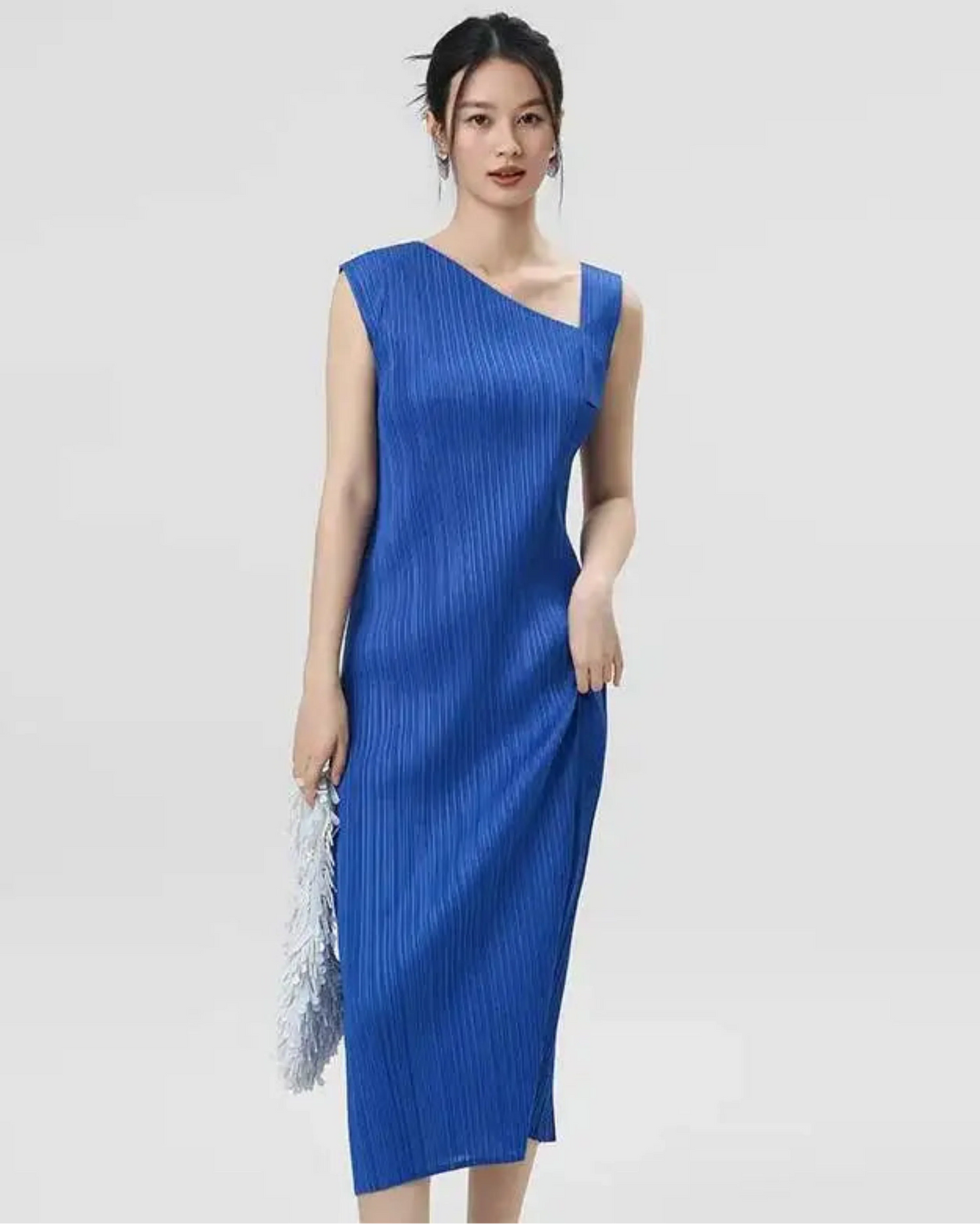Luxury Asymmetric Pleated Dress