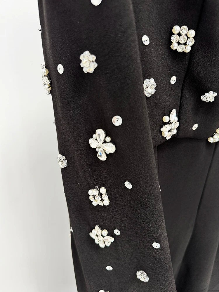 Luxury Formal Crystal Cape Dress