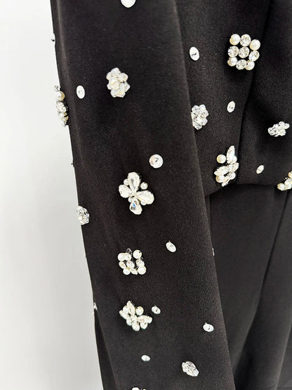 Luxury Formal Crystal Cape Dress