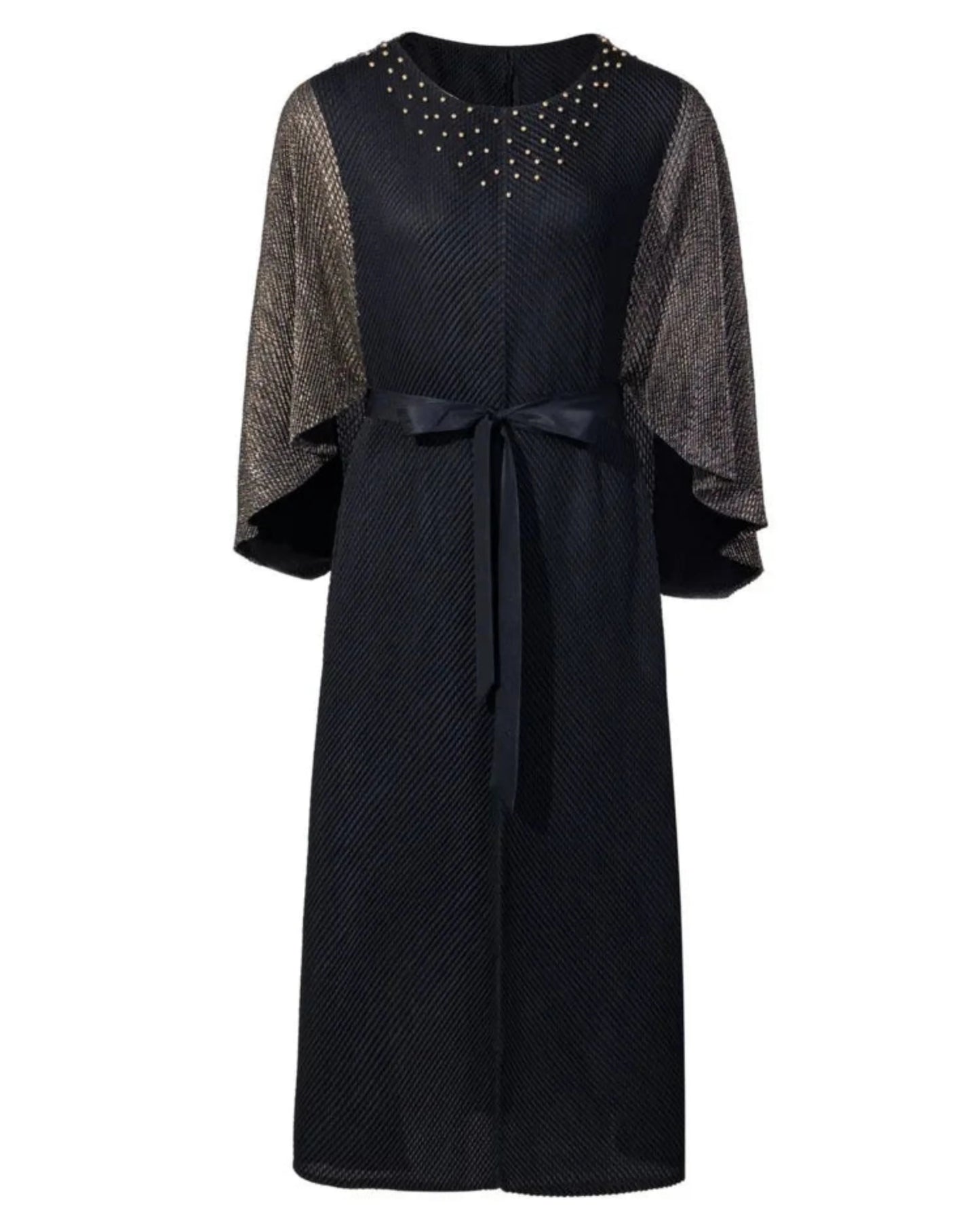 Plissé Batwing Sleeves Dress