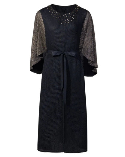 Plissé Batwing Sleeves Dress