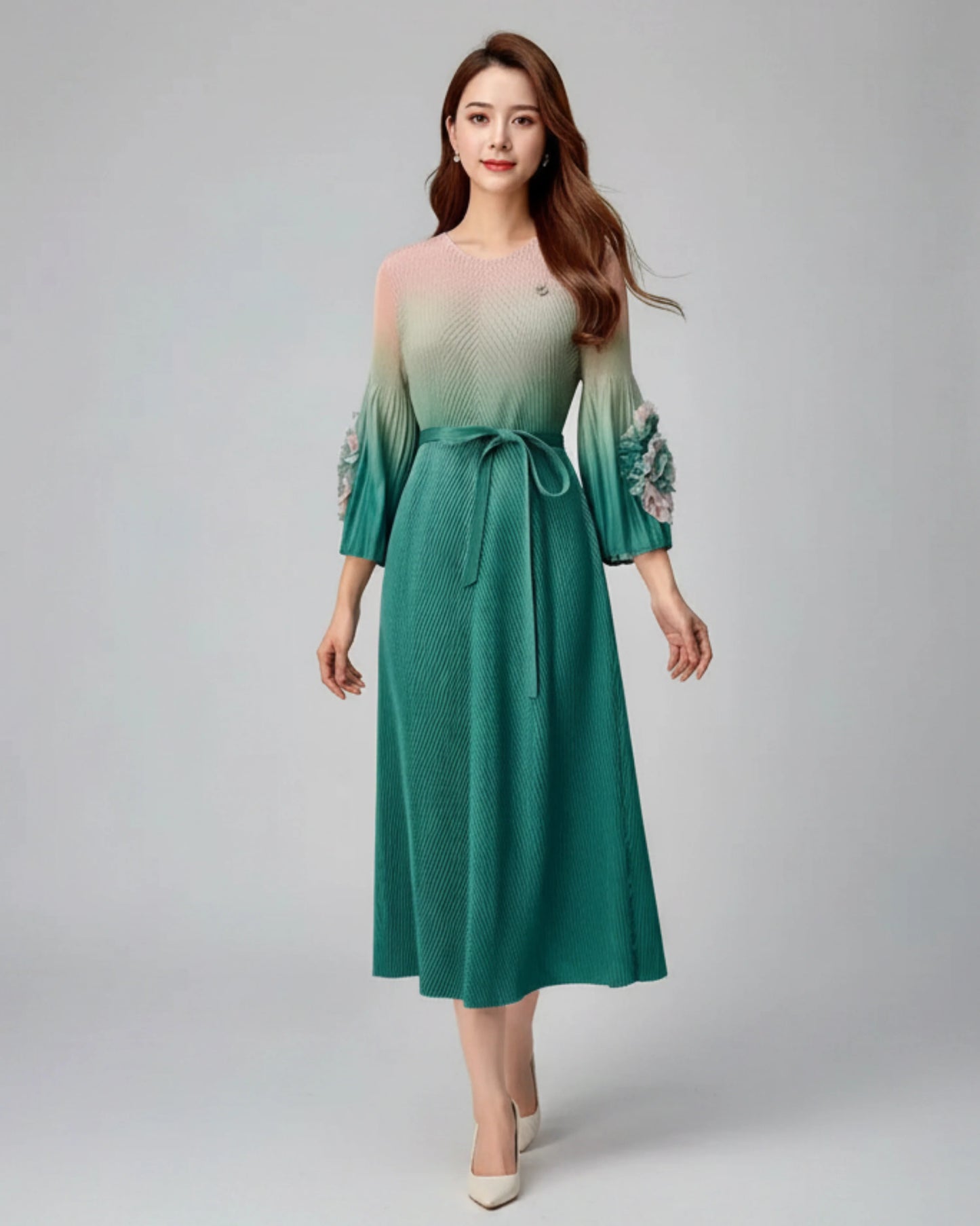 Luxury Gradient Pleated Dress