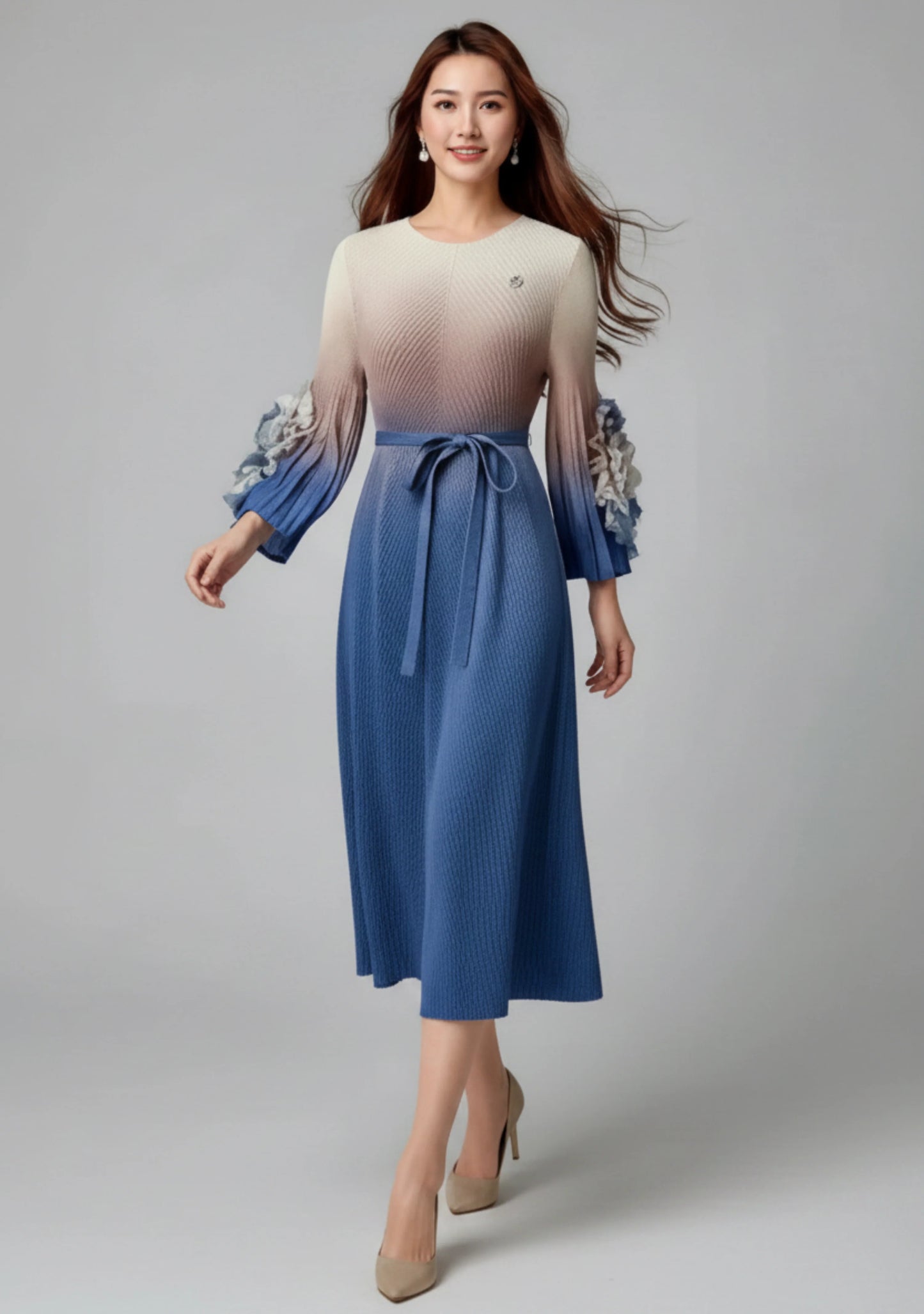 Luxury Gradient Pleated Dress