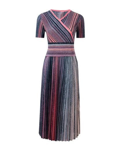 Ombre Stripe Plisse Dress
