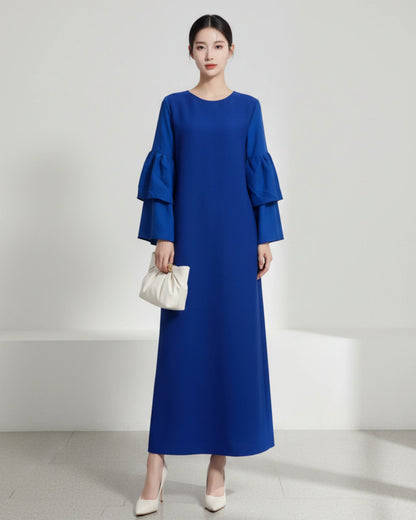 Luxury Ruffle Sleeve Plisse Dress