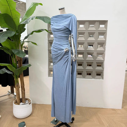 Luxury One-Shoulder Ruched Dress