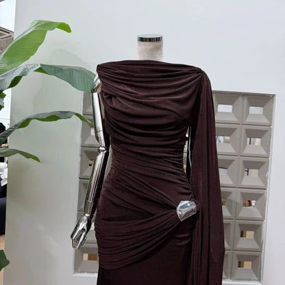 Luxury One-Shoulder Ruched Dress