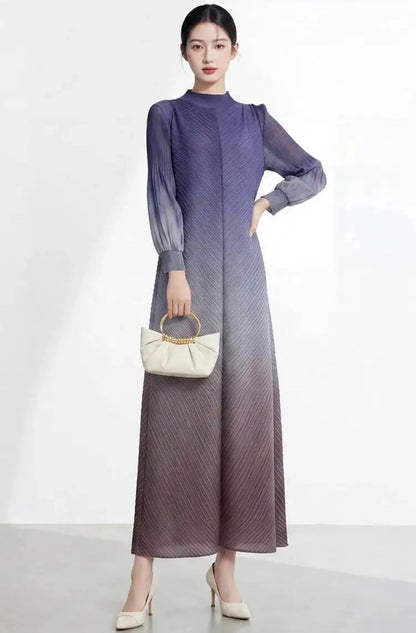 Luxury Pleated High Neck Dress