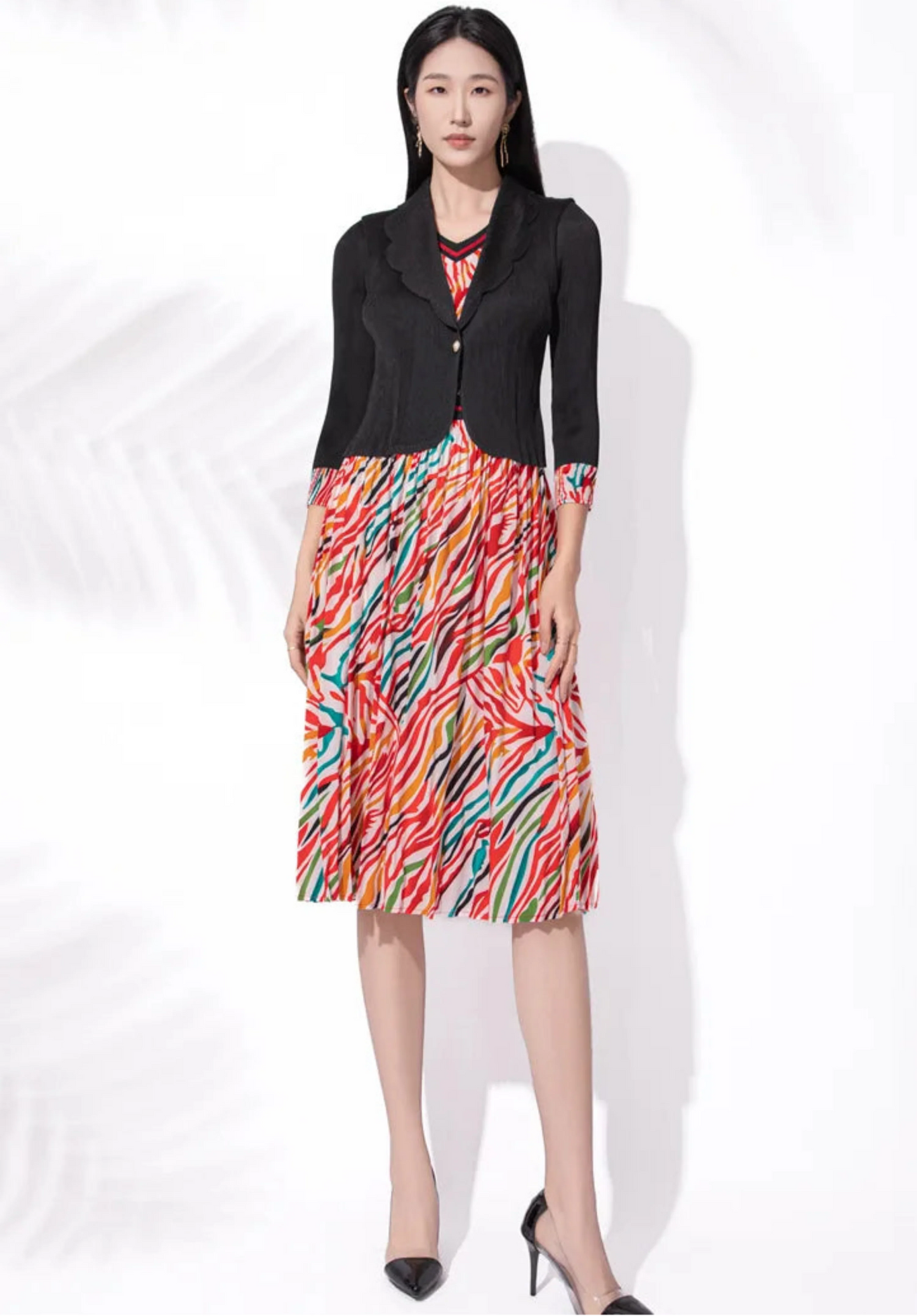 Modern Pleated Midi Dress