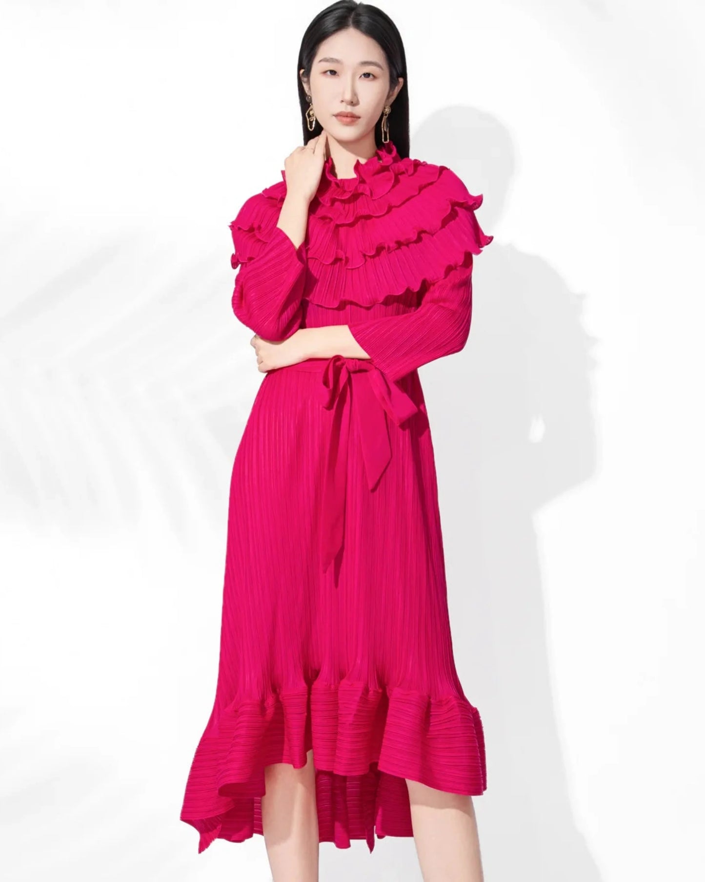 Luxury Pleated Midi Dress