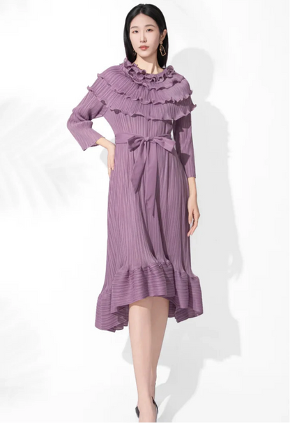 Luxury Pleated Midi Dress