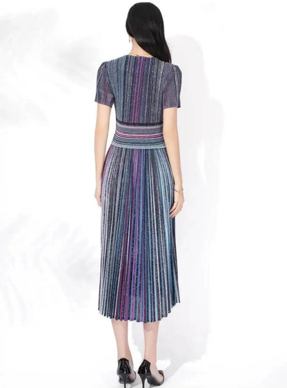 Ombre Stripe Plisse Dress