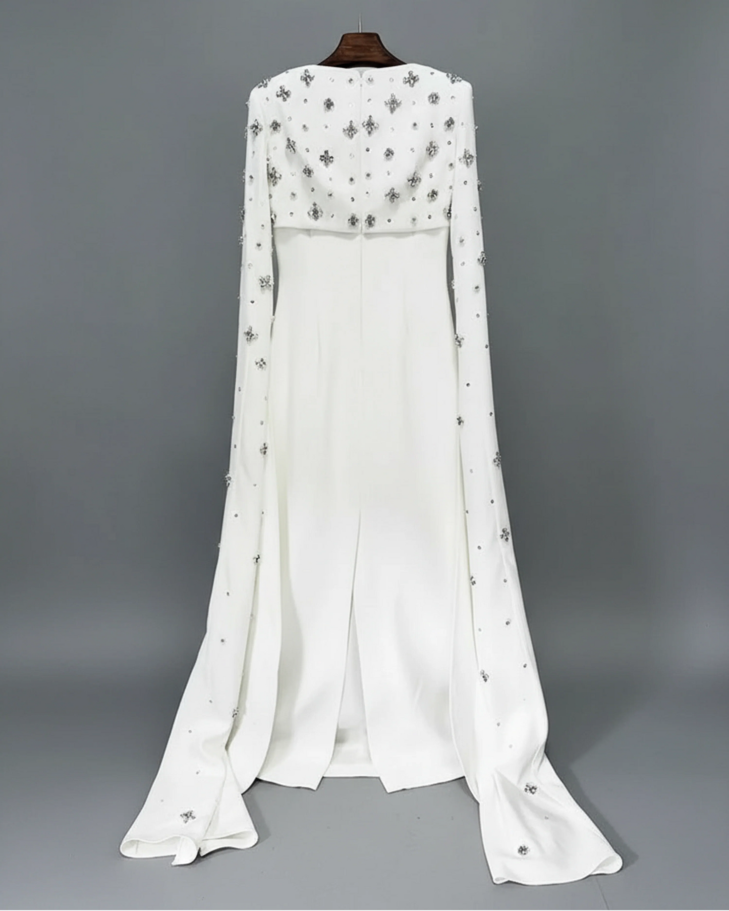 Luxury Formal Crystal Cape Dress