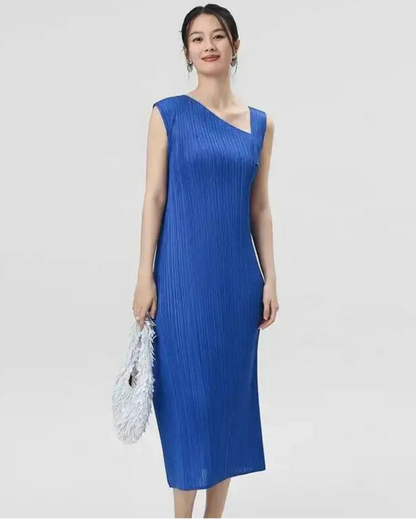 Luxury Asymmetric Pleated Dress