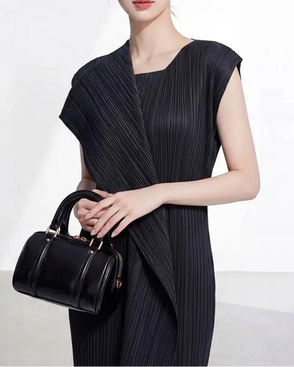 Asymmetric Pleated Sleeveless Dress