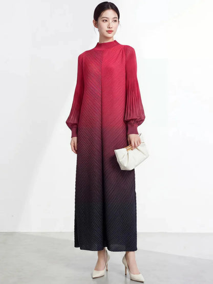 Luxury Pleated High Neck Dress