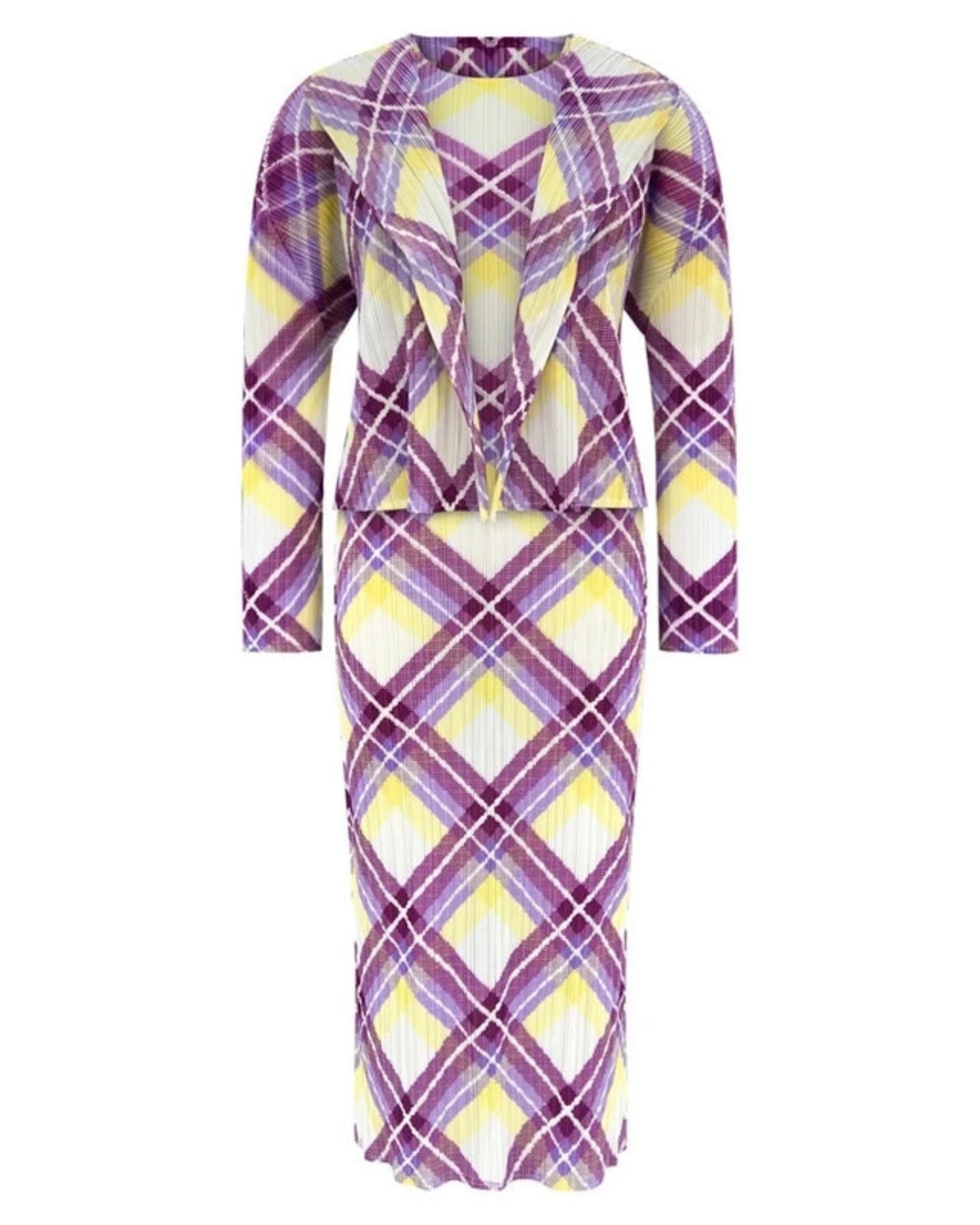 Elegant Plissé Dress & Cardigan