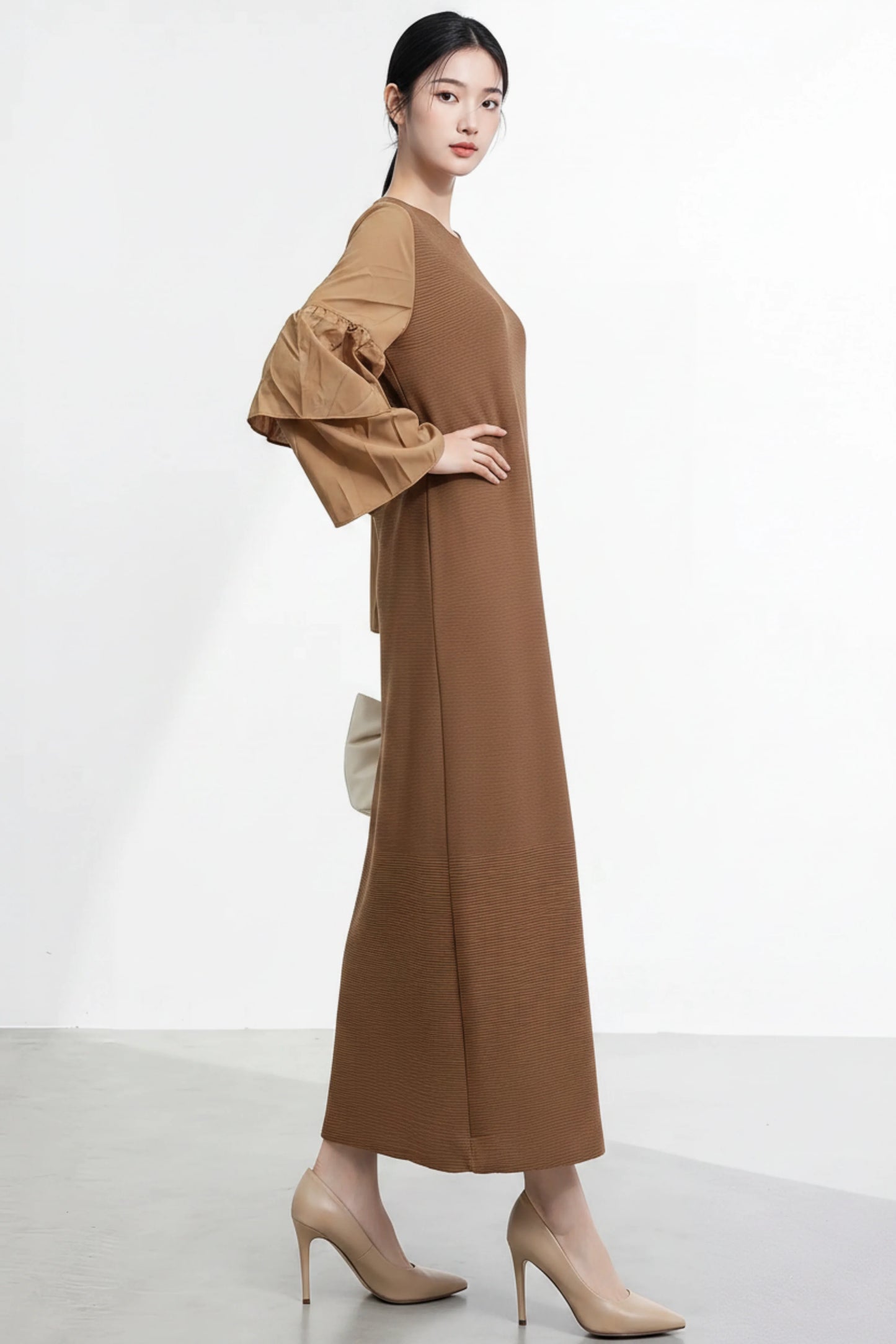 Luxury Ruffle Sleeve Plisse Dress