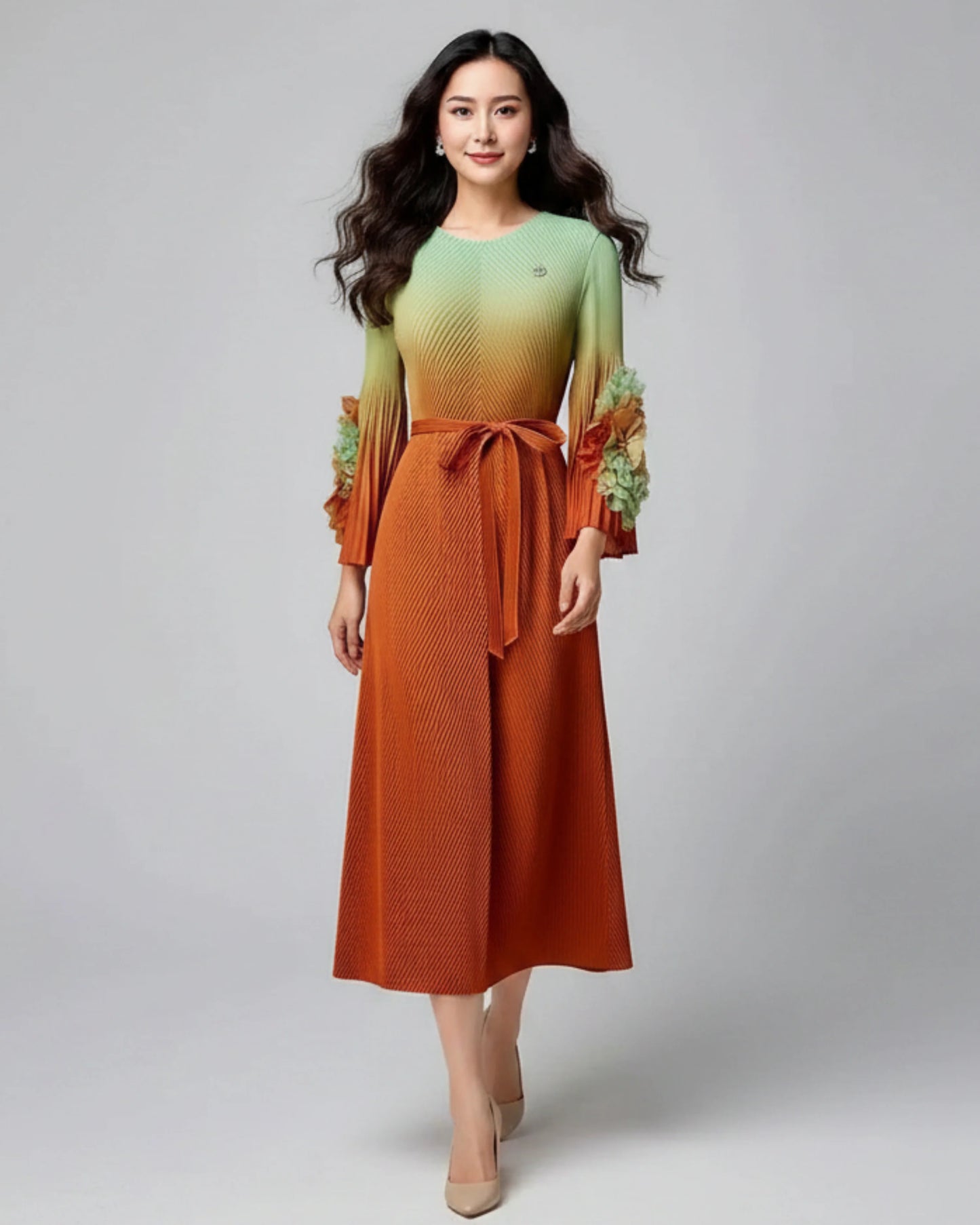 Luxury Gradient Pleated Dress
