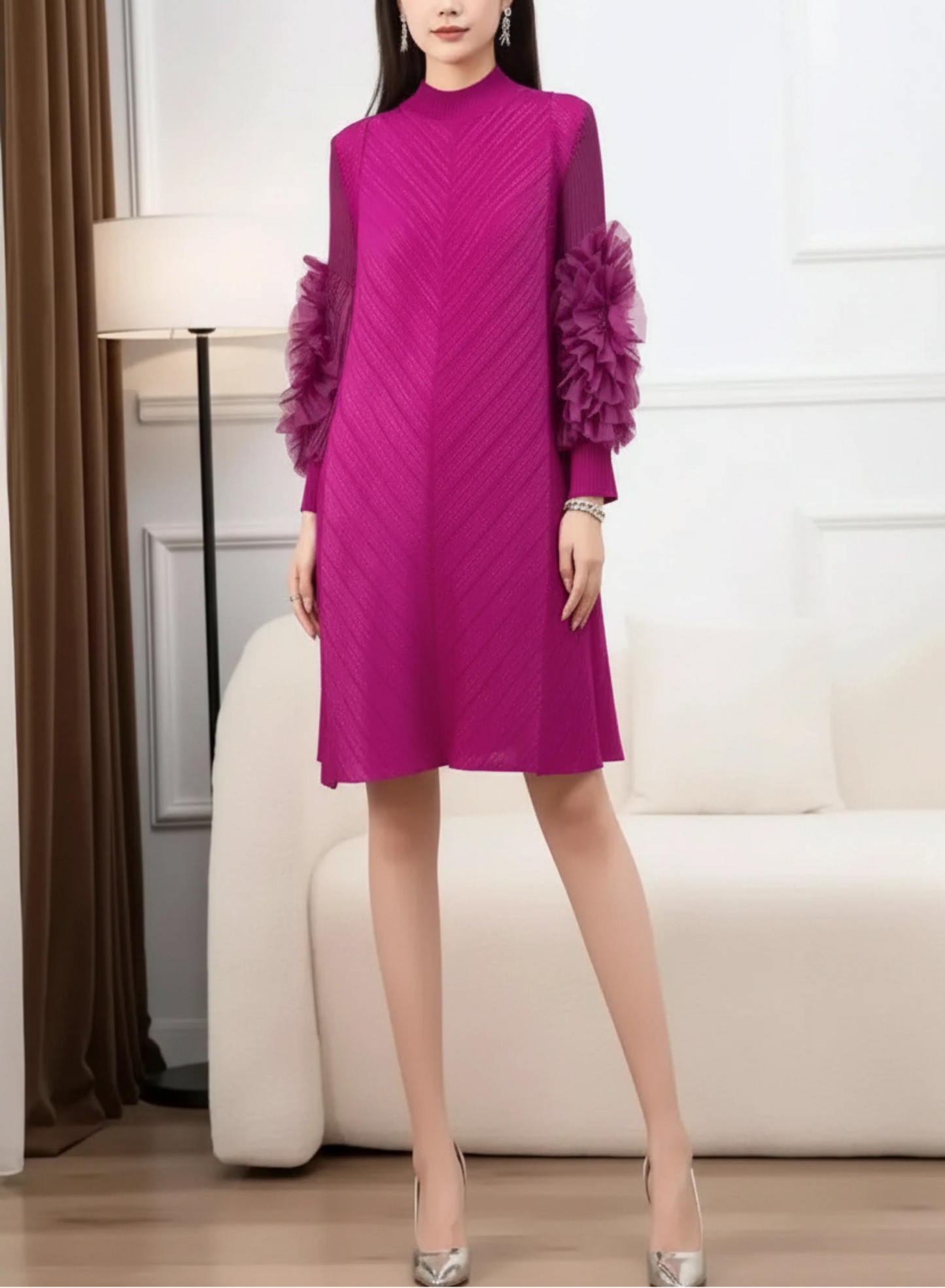 Luxury Pleated Tunic Dress