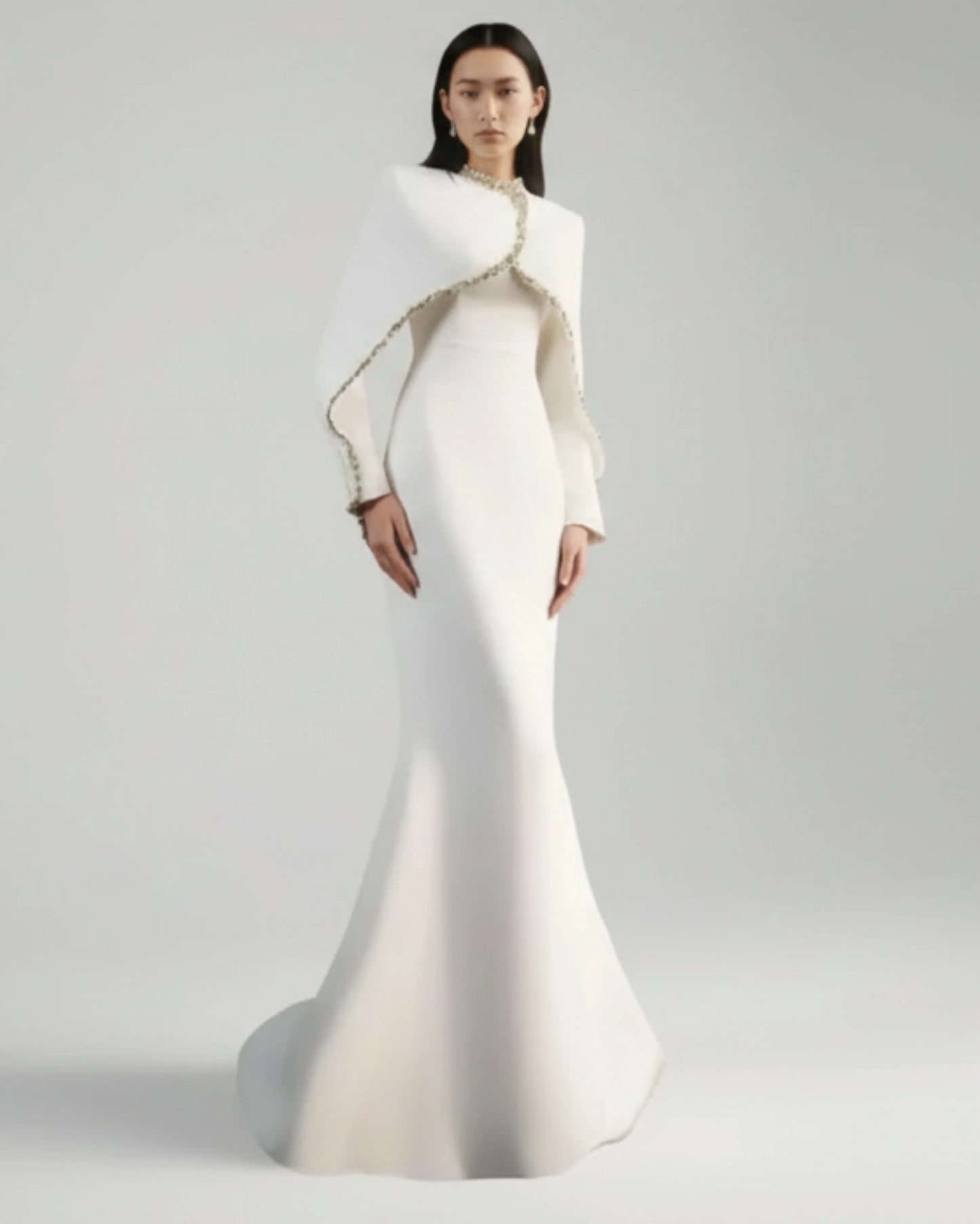 Embellished Cape Overlay Dress