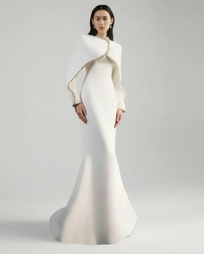 Embellished Cape Overlay Dress