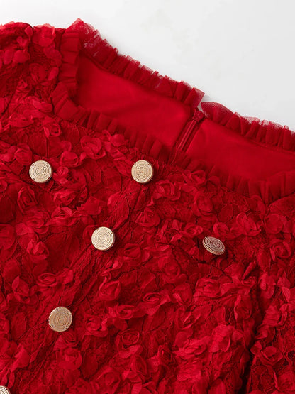 Luxury Floral Textured Lace Dress