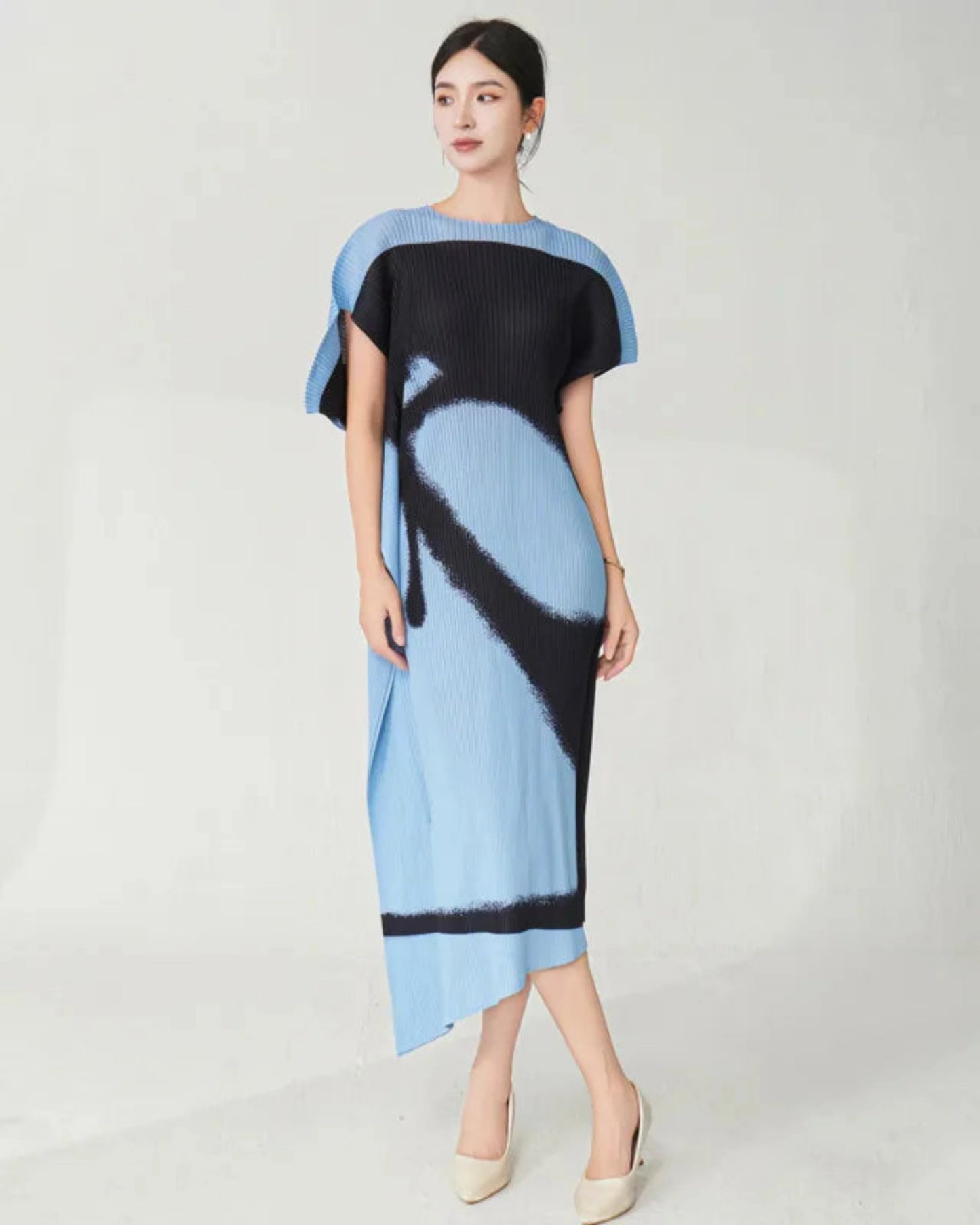 Elegant Kaftan Plisse Dress