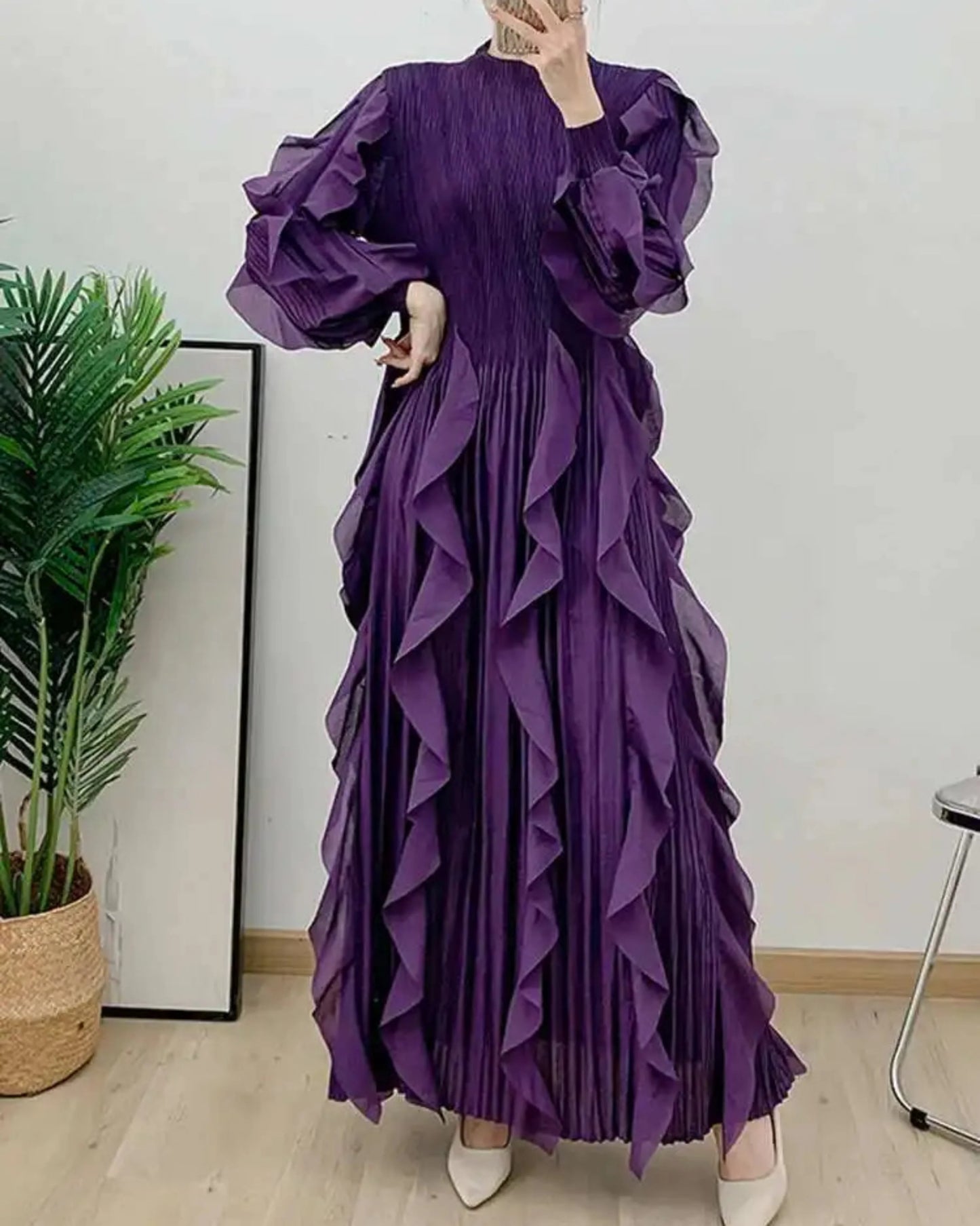 Dressy Pleated Caftan Dress