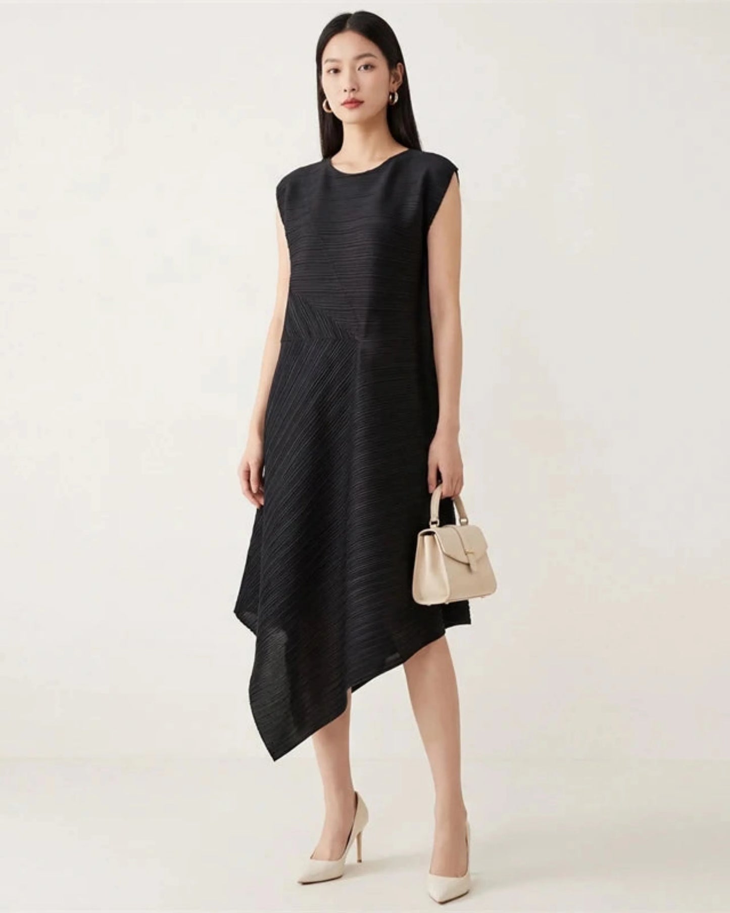 Architectural Pleated Midi Dress
