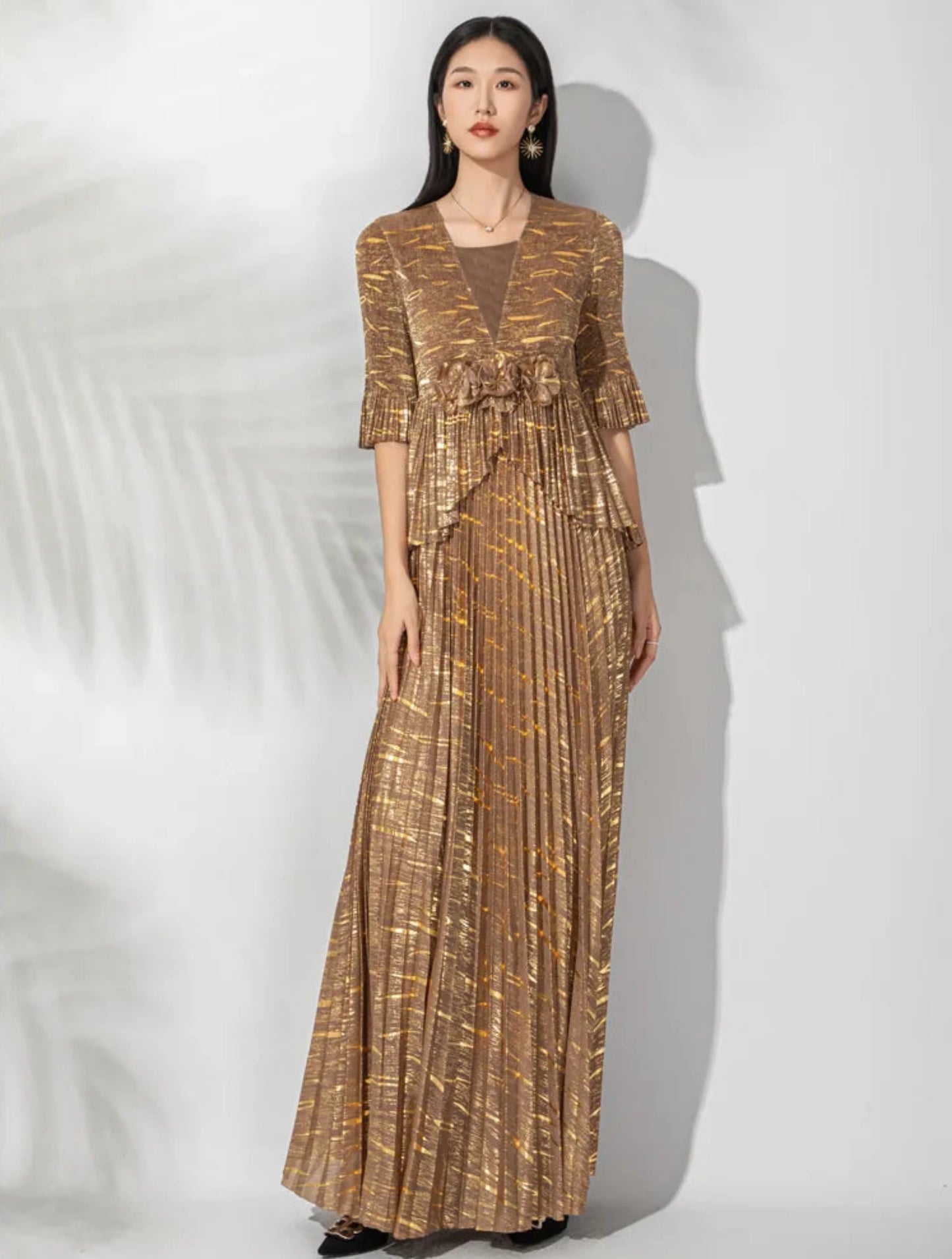 Luxe Pleated Ruffle Dress