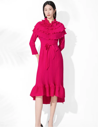 Luxury Pleated Midi Dress