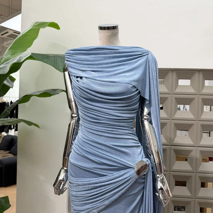 Luxury One-Shoulder Ruched Dress