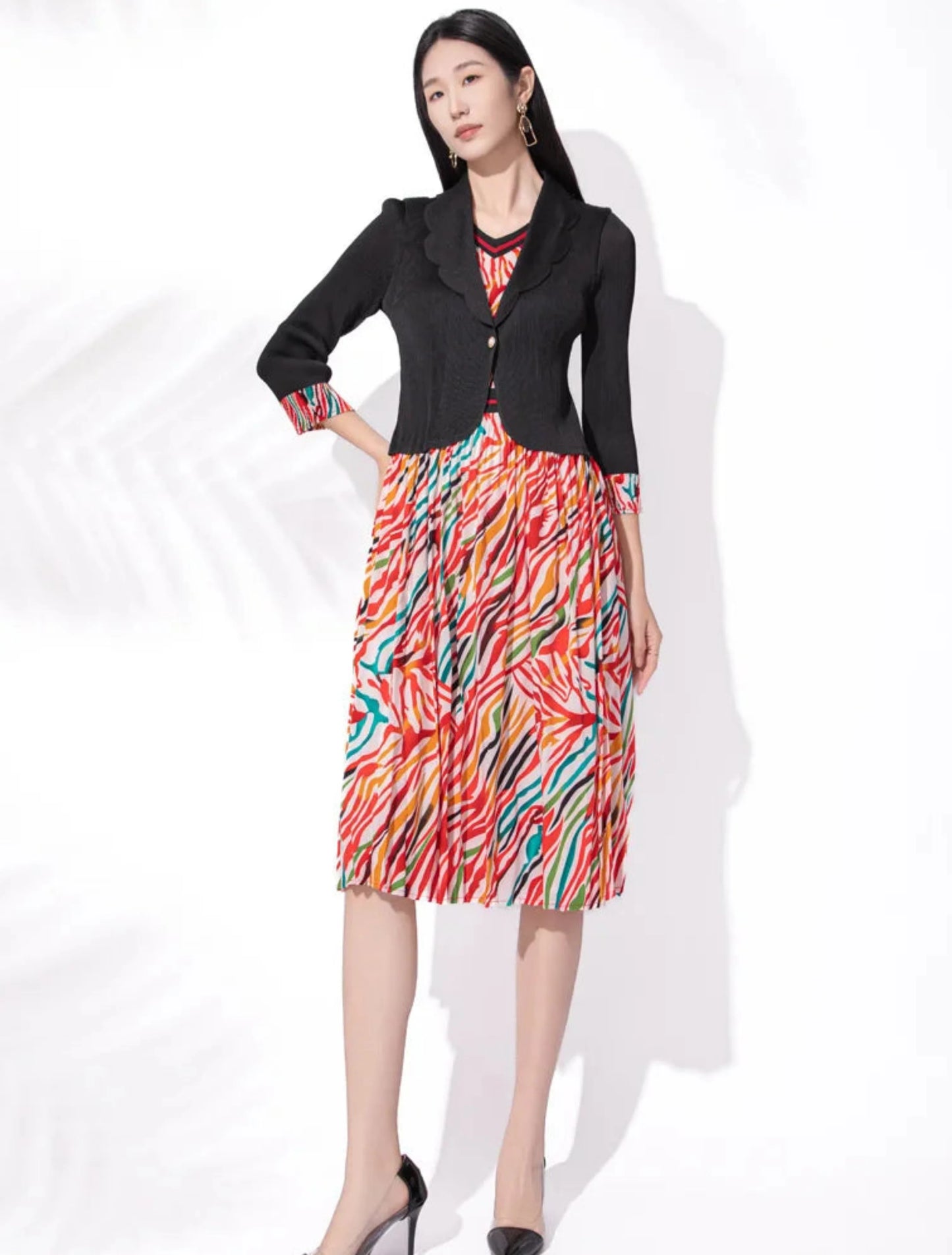 Modern Pleated Midi Dress