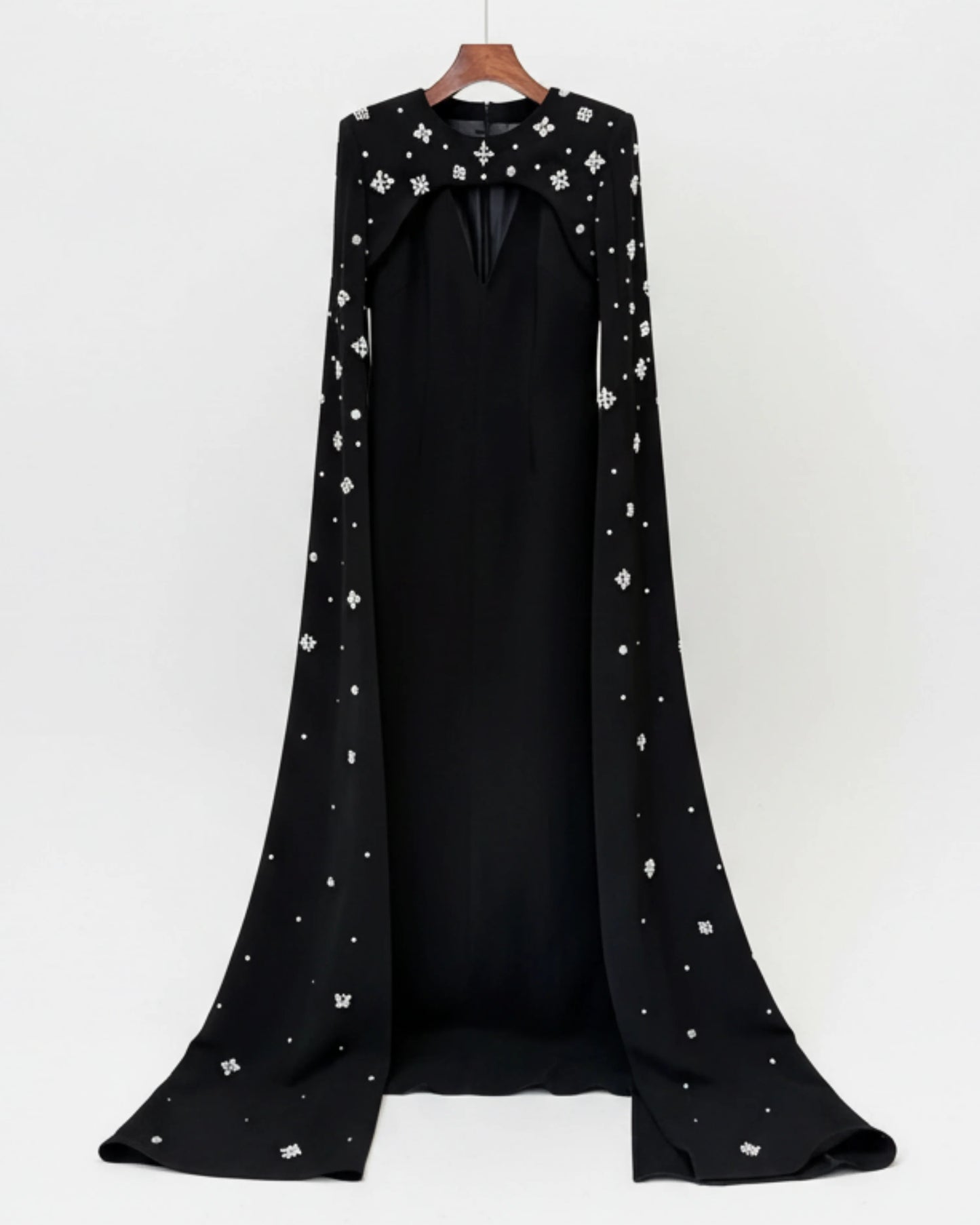 Luxury Formal Crystal Cape Dress