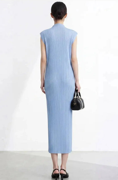 Asymmetric Pleated Sleeveless Dress