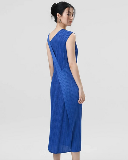 Luxury Asymmetric Pleated Dress